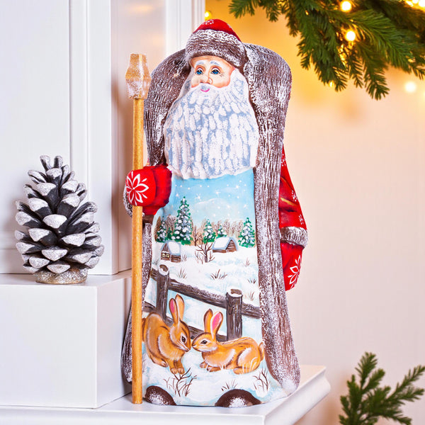 Christmas Holiday Home Decor indoor Wooden Santa Claus figurine 9
