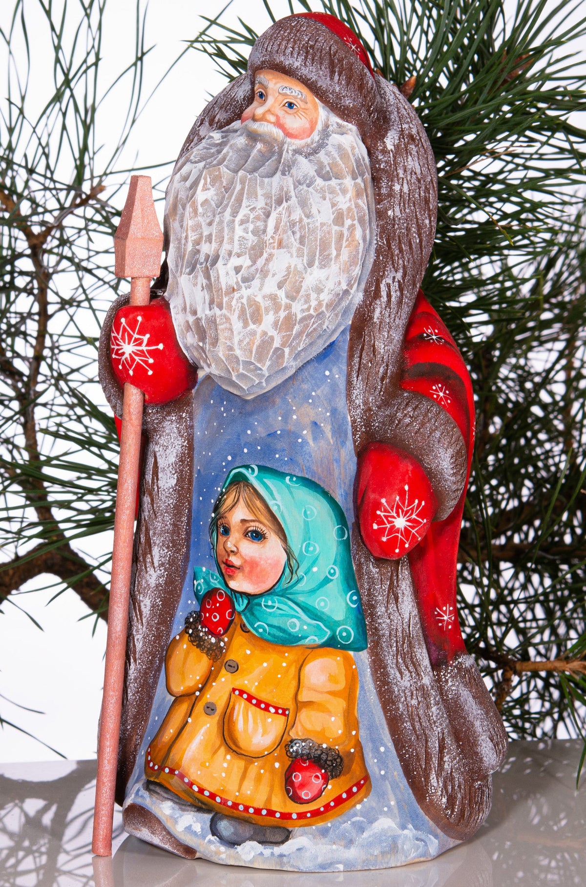 Hand-Carved Wooden Santa Claus Figurine: 9" Holiday Home Decor