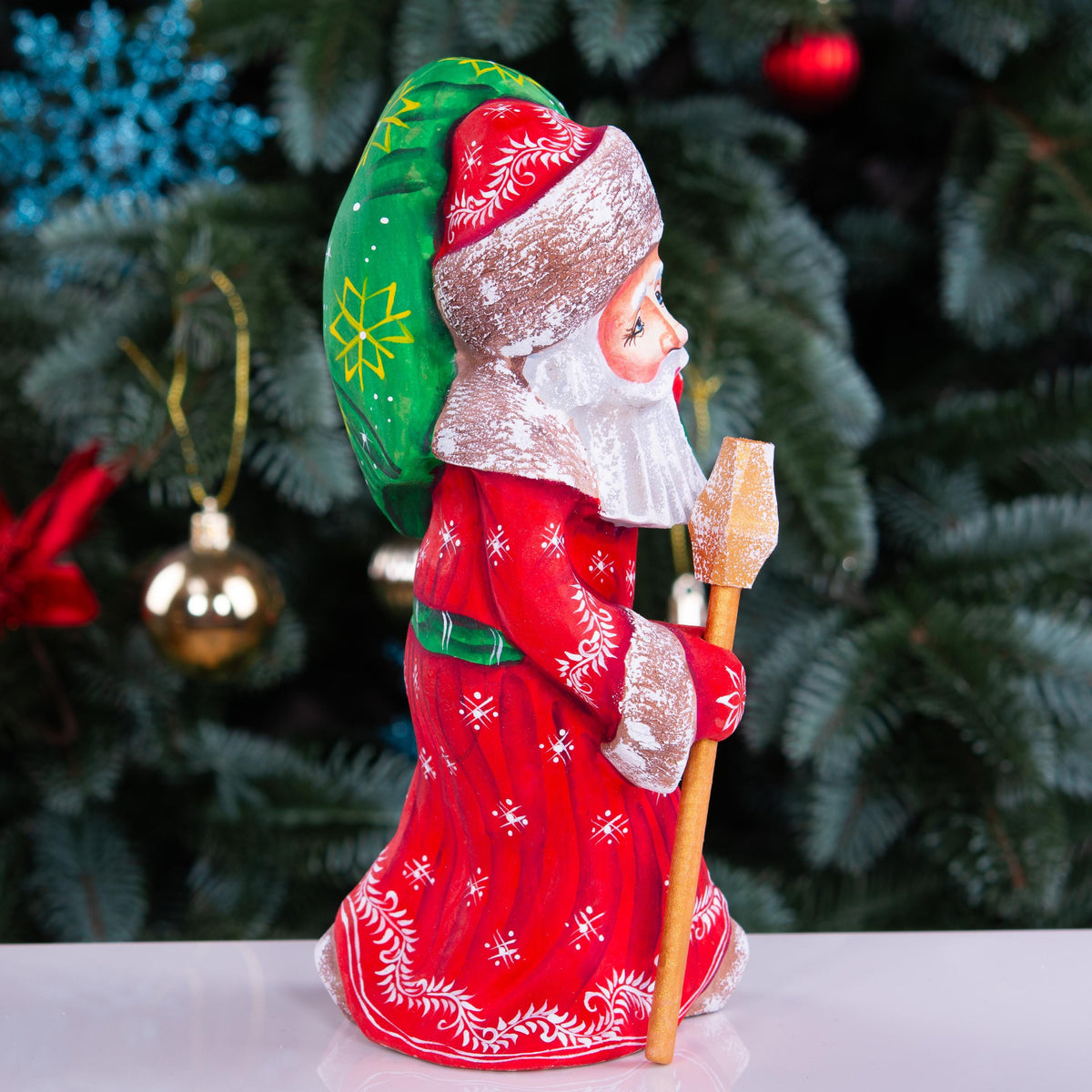 Old World Father Christmas figurine, carved solid wood, 7.9 inch