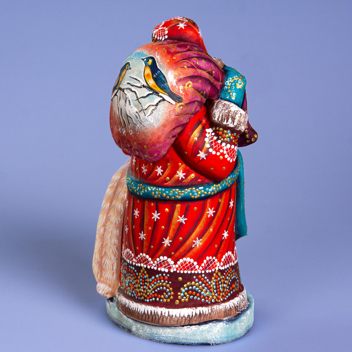 Collectible Wooden Santa Figurine 9" with Polar Bear, Mantel Décor