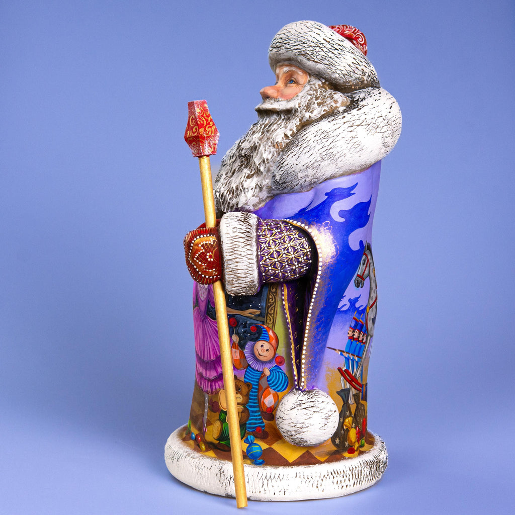 Hand Carved Santa Figurine: Nutcracker Ballet Scene, Painted Wood