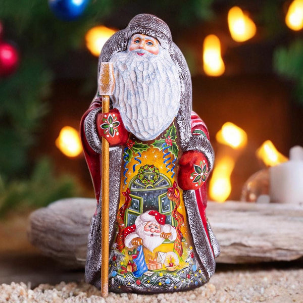 Hand Carved Wooden Santa Claus Figurine: 9