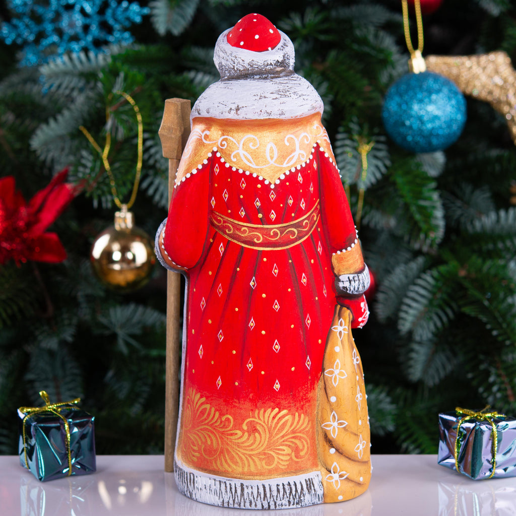 Santa Claus figurine 9 inch, hand painted children and bullfinches
