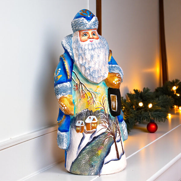 Hand Carved Wooden Santa Figurine 7