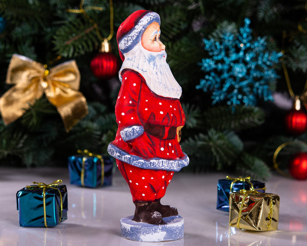 Wooden Santa Claus figure 7 inch, whimsical folk art, kids room & nursery Christmas decor