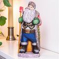 Hand Carved Wooden Santa Figurine: Folk Art Christmas Decor