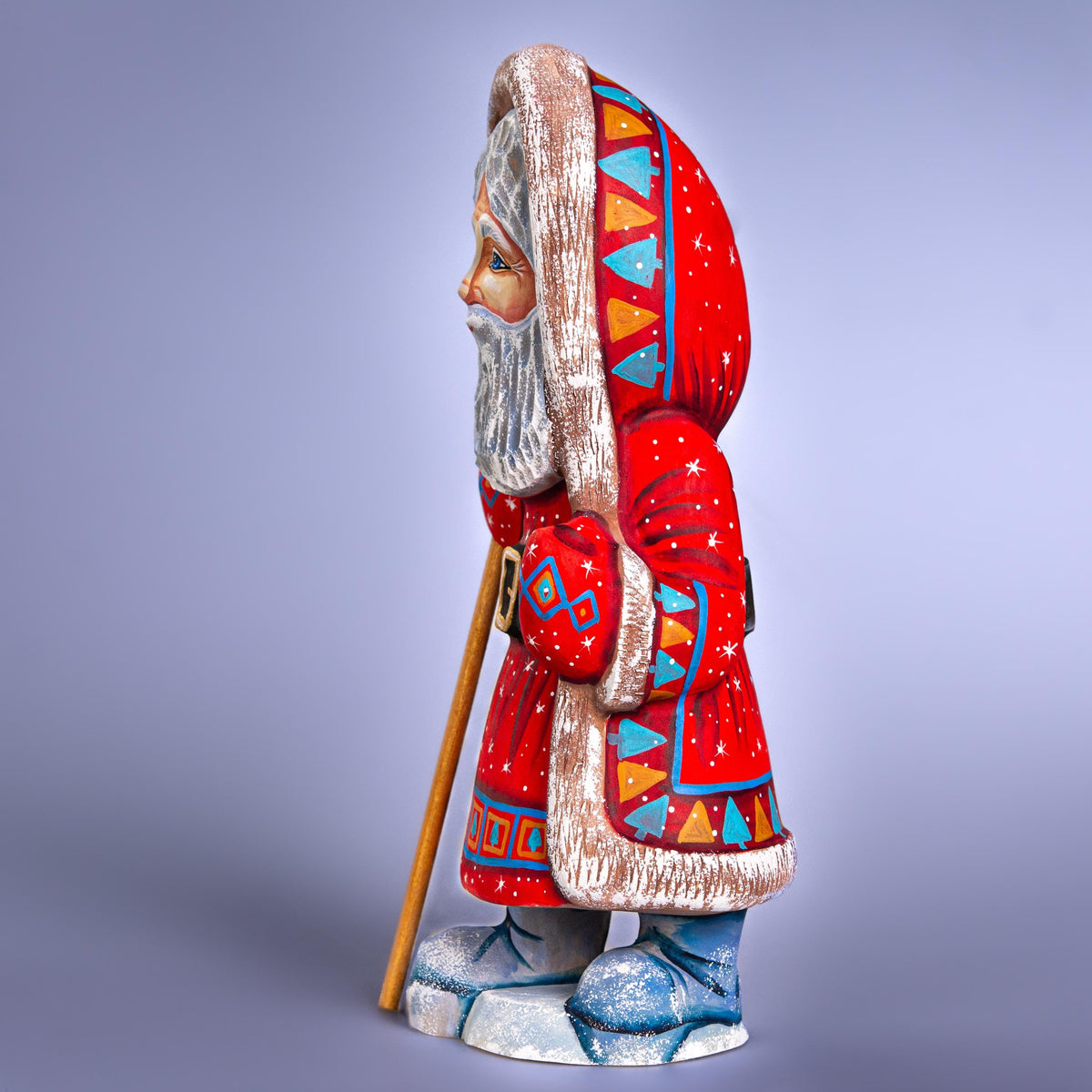 Kris Kringle wooden figurine 11 inch, hand painted Christmas art