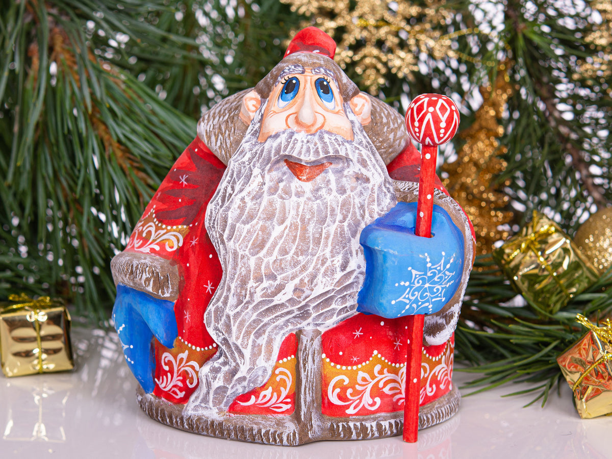 Old World Santa solid wood figurine 6 inch, animal friends scene