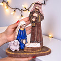 Hand carved Nativity figurine 9.4 inch, Holy Family manger scene