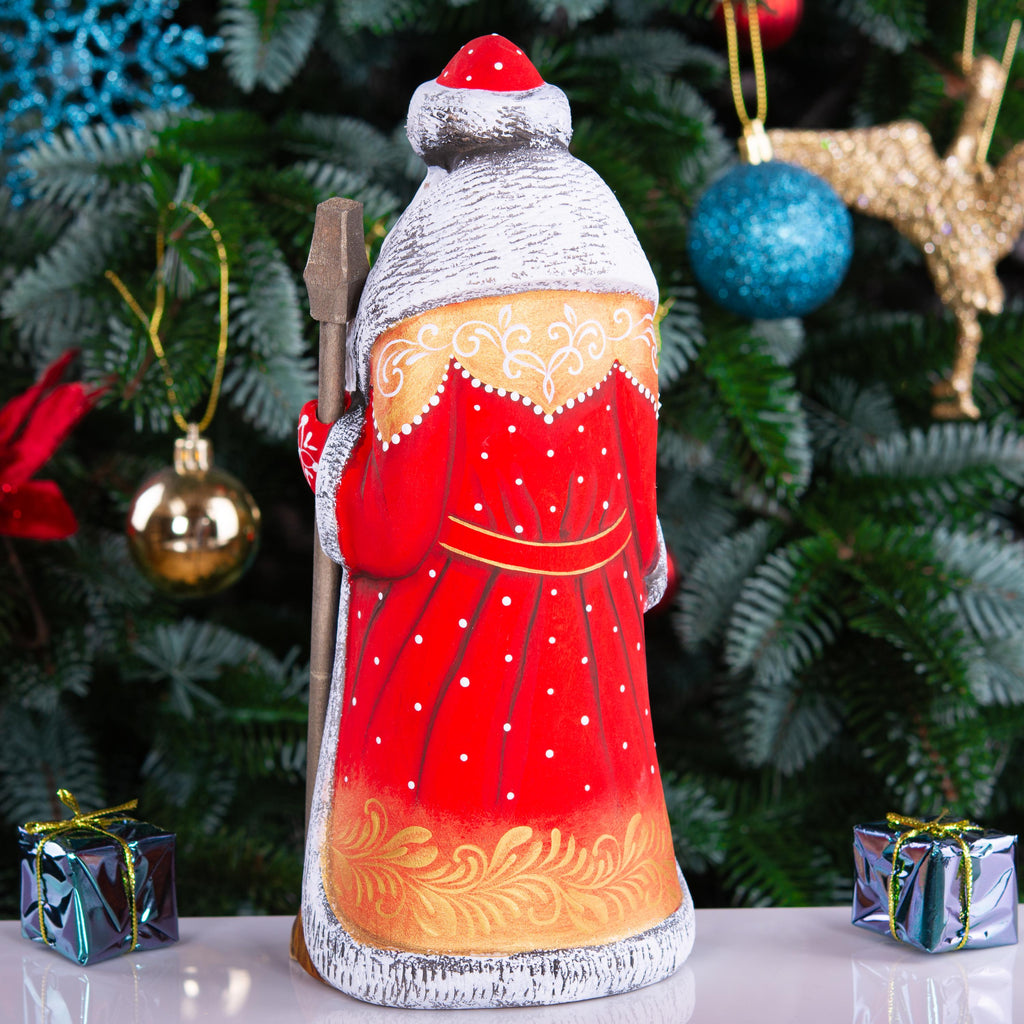 Father Christmas Figurine 9", Nativity Scene, Hand Carved Wood