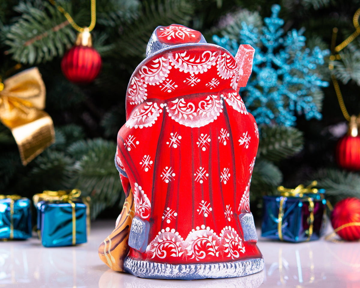 Hand carved Santa wood figurine 5.5 inch, stocking stuffer size, Christmas home decor