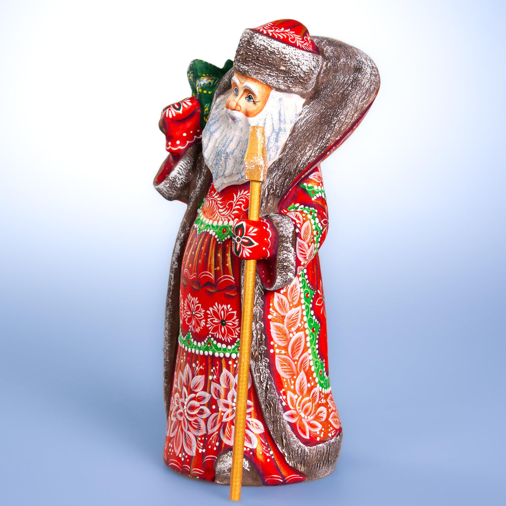 Hand carved Santa wooden figurine 10 inch, Christmas gift for collectors