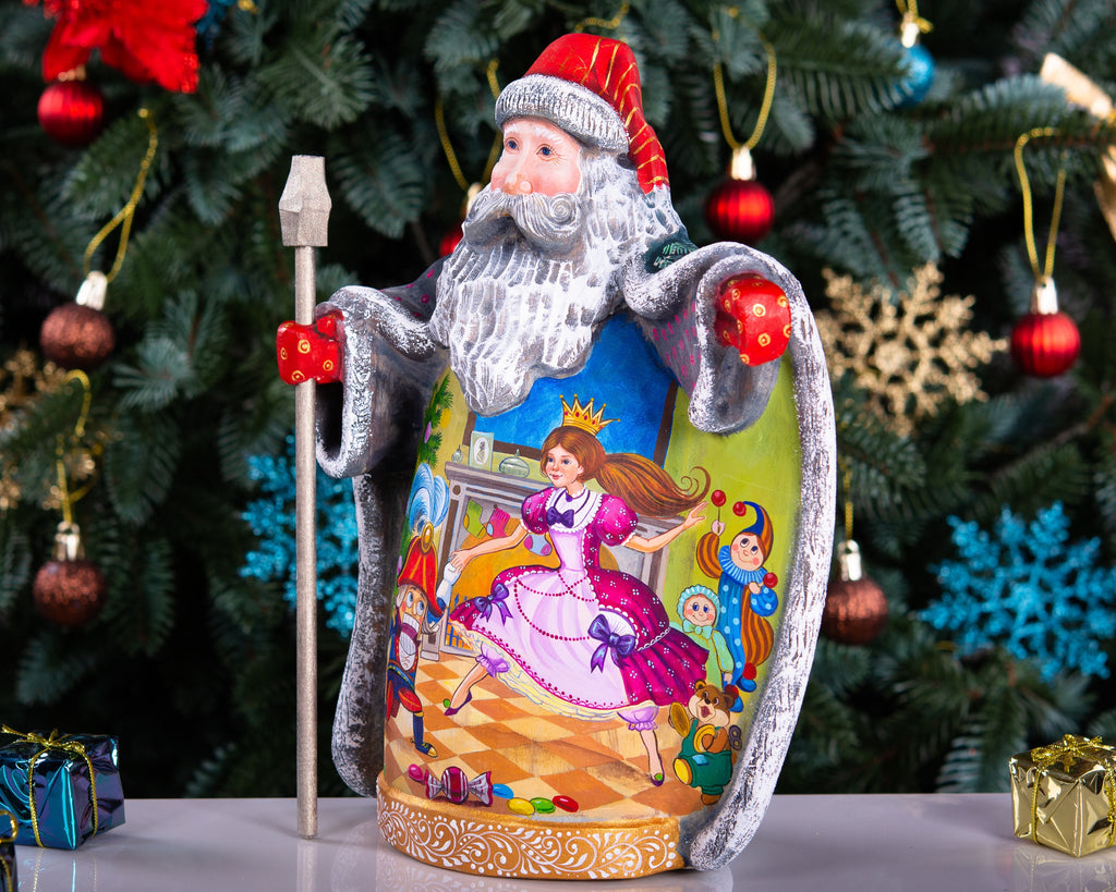 Hand-Carved Wooden Santa Claus Figurine: Unique Christmas Decor (10 inch)