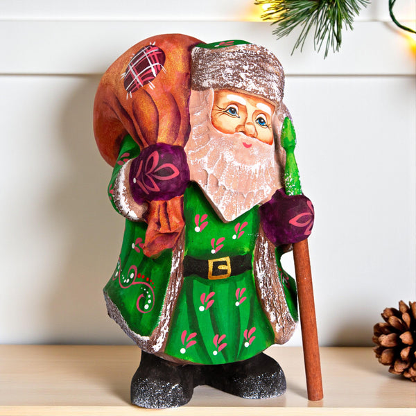 Hand-Carved Wooden Santa Claus Figurine: 6