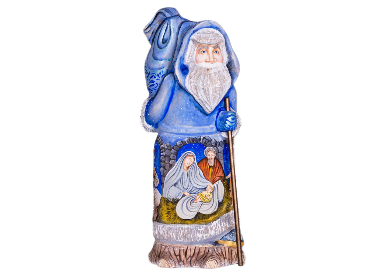 Santa Figurine 12", Nativity Scene, Orthodox Icon Style, Hand Painted Wood