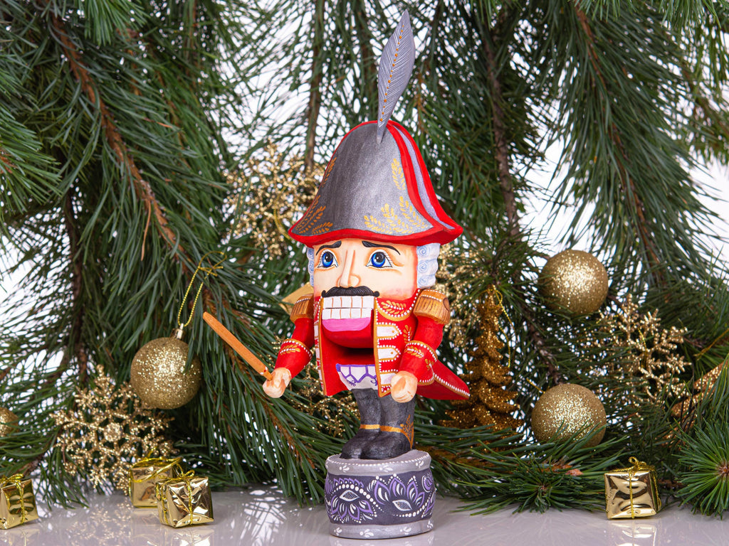 Nutcracker soldier wooden figurine 11 inch, ballet holiday shelf decor