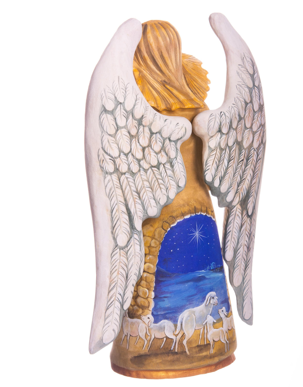 Hand carved angel figurine 9.5 inch, Holy Family Nativity display