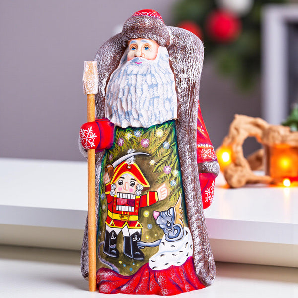 Hand-Carved Wooden Santa Claus Figurine: 9