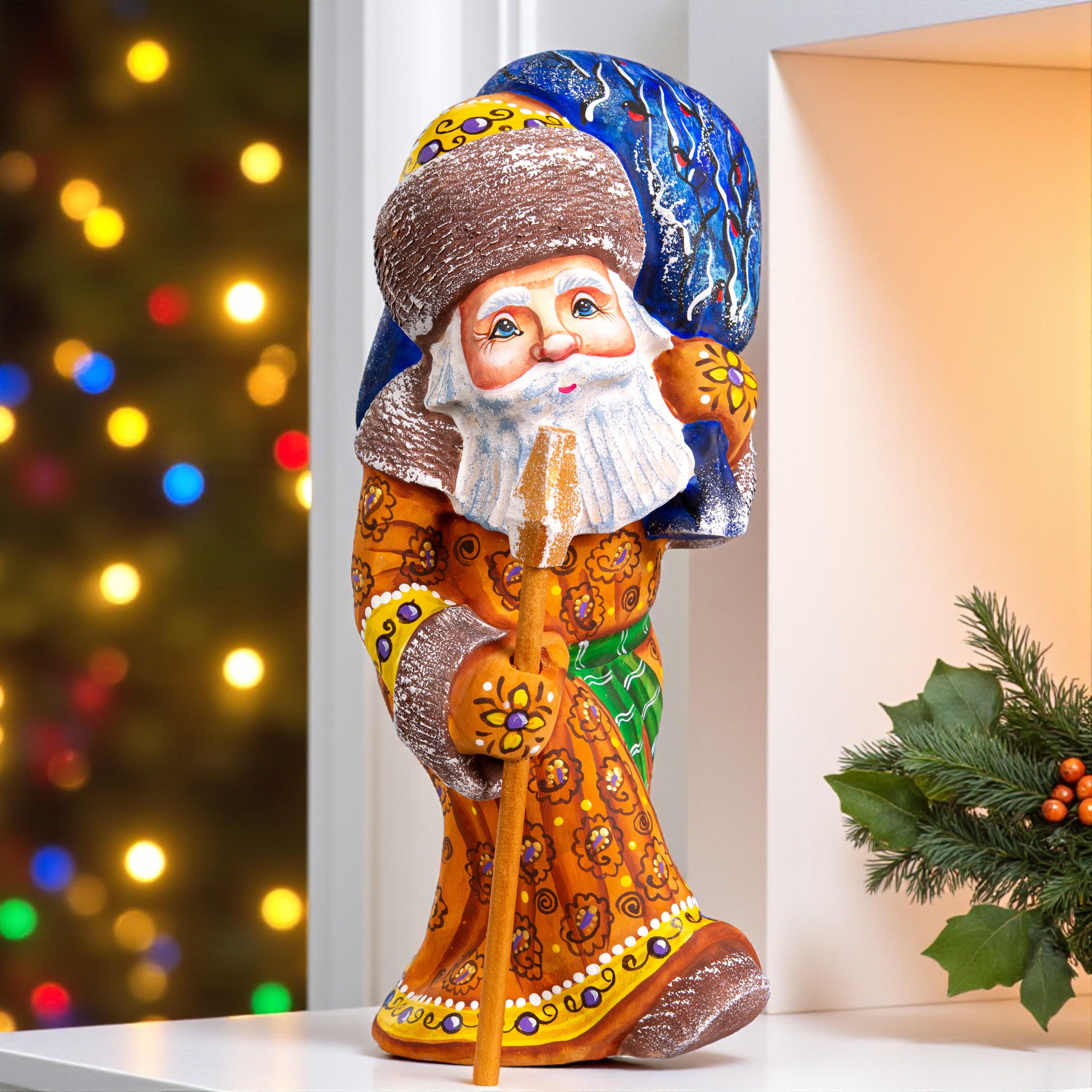 Hand painted wooden Santa 10 inch figurine, collectible Christmas decor
