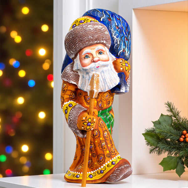 Hand painted wooden Santa 10 inch figurine, collectible Christmas decor