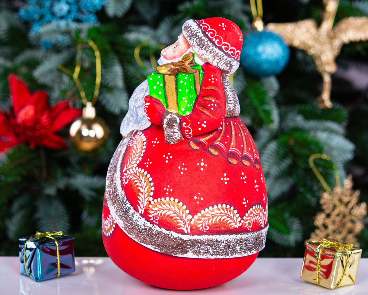 Wooden hand carved Santa Claus figurine, Handmade Christmas Holiday Home Decor indoor, Hand painted Christmas gift idea made in Ukraine