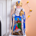 St Nicholas Figurine 12", Holy Family, Gold Staff, Christian Decor