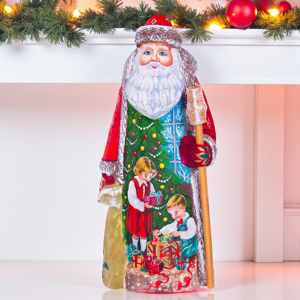 Hand Carved Wooden Santa Claus Figurine: Signed Folk Art Christmas Decor