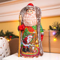 Hand carved Santa wooden figurine 9.4 inch, Christmas dog scene