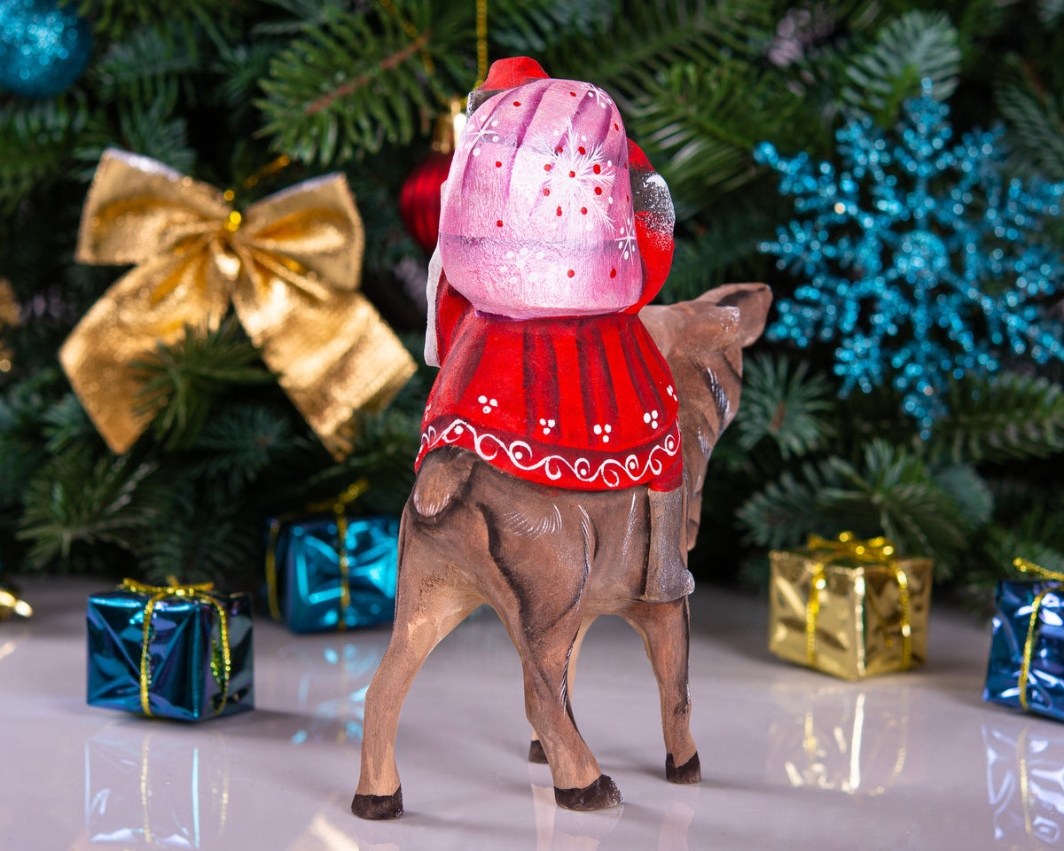 Camelback Santa figurine solid wood holiday shelf decor 6.3 inch