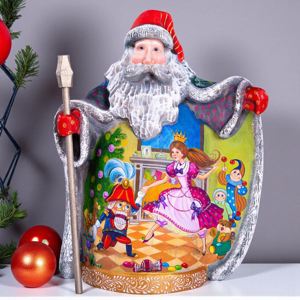 Hand-Carved Wooden Santa Claus Figurine: Unique Christmas Decor (10 inch)