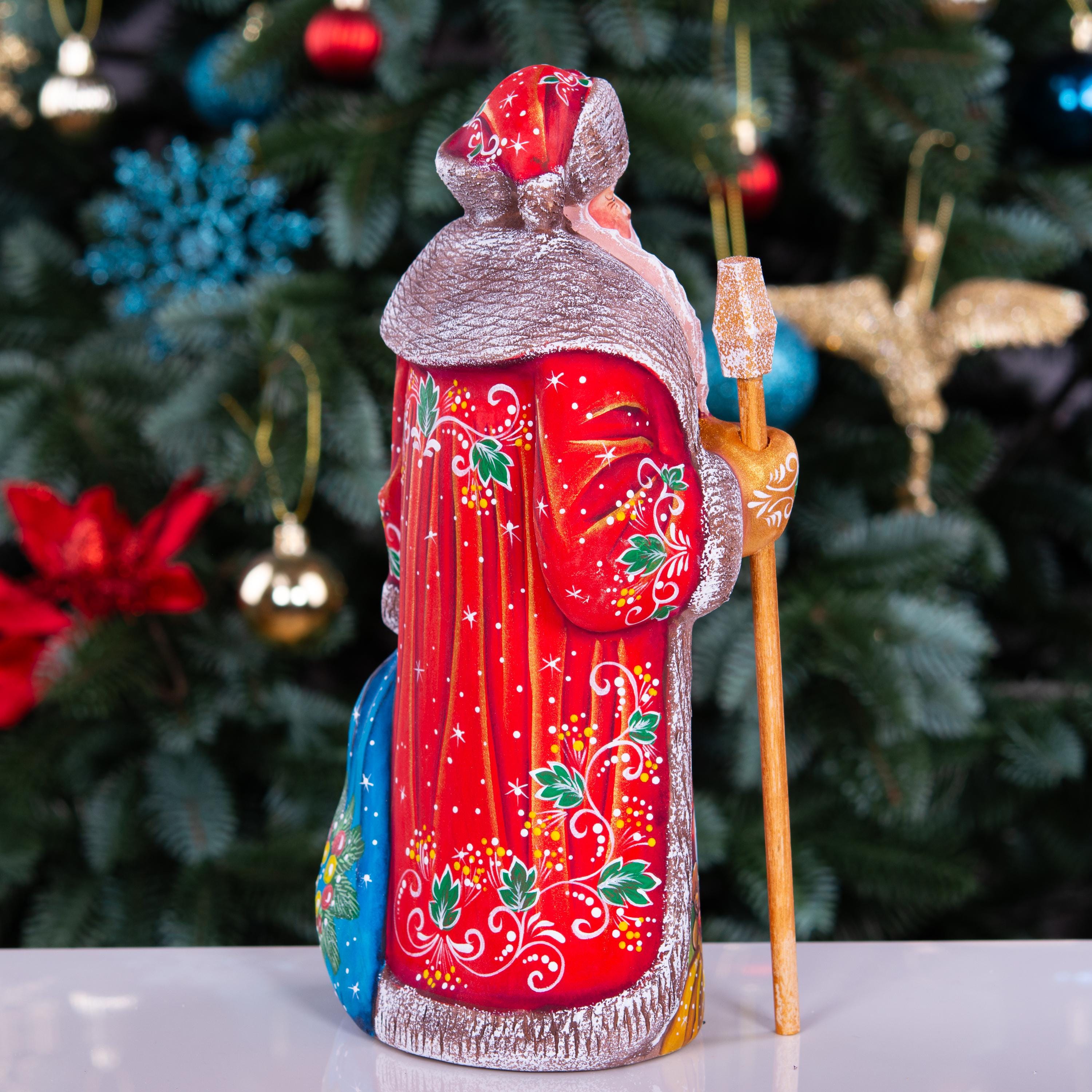 Santa Claus figurine, folk art children with toys, 9.4 inch