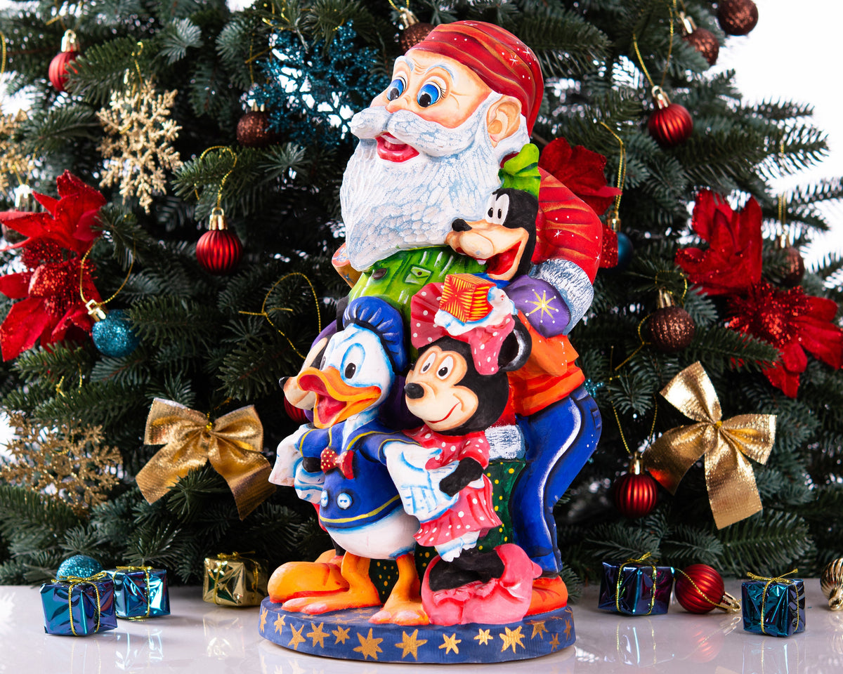 Hand Carved Wooden Santa Claus Figurine: 14" Christmas Home Decor