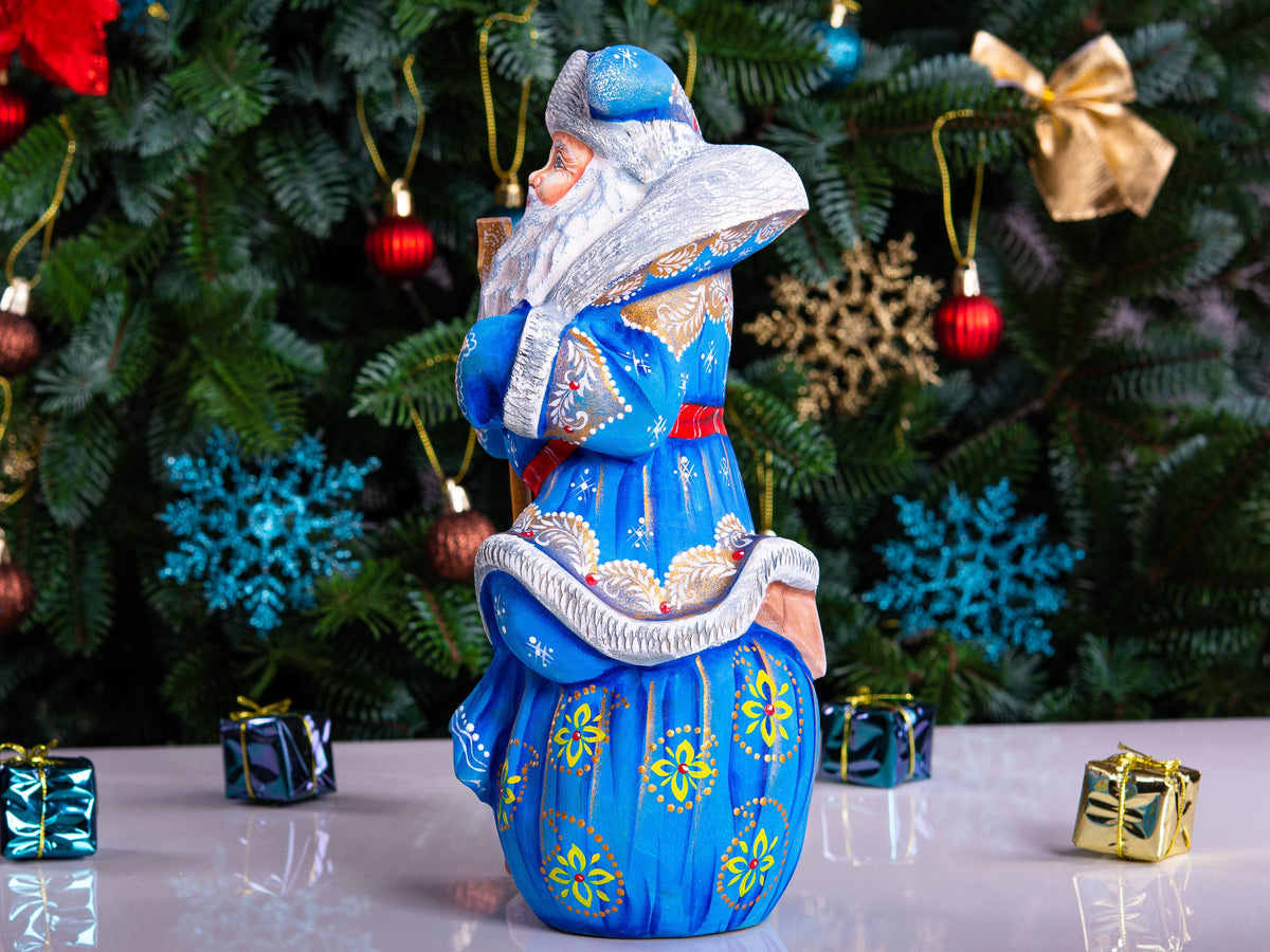 Wooden Santa Claus figurine 9", Vintage Home Christmas Holiday Decor, funny Christmas gift ideas made in Ukraine