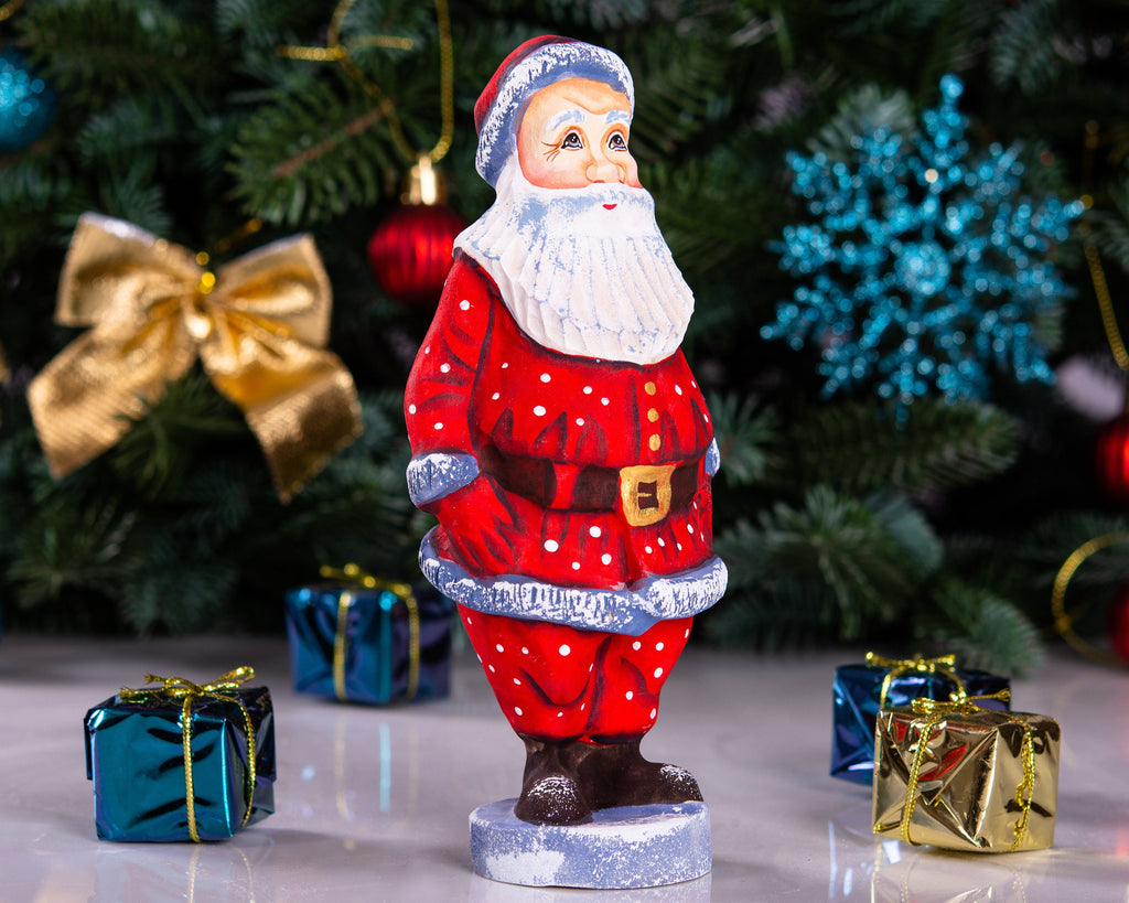 Wooden Santa Claus figure 7 inch, whimsical folk art, kids room & nursery Christmas decor