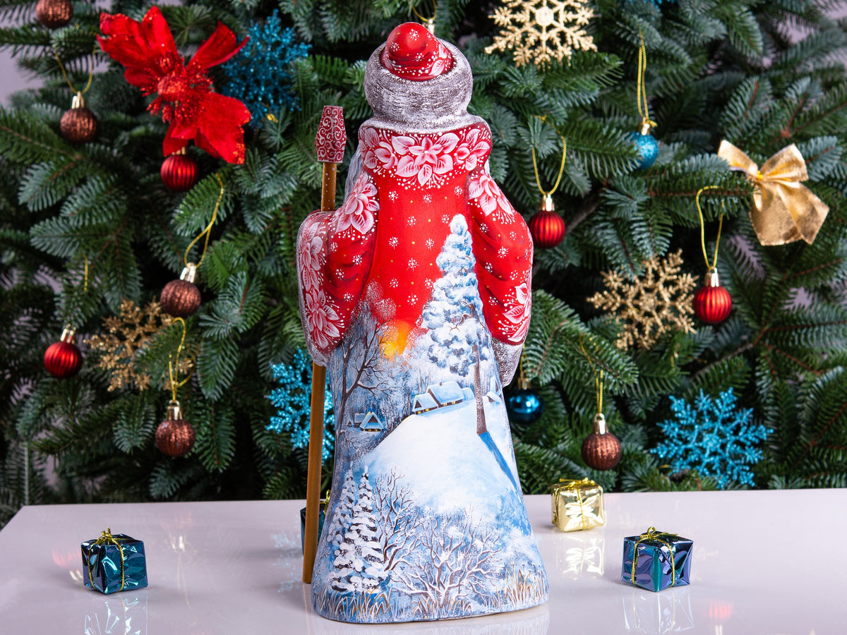 Hand Carved Wooden Santa Claus Figurine: Retro Christmas Decor (12.9")
