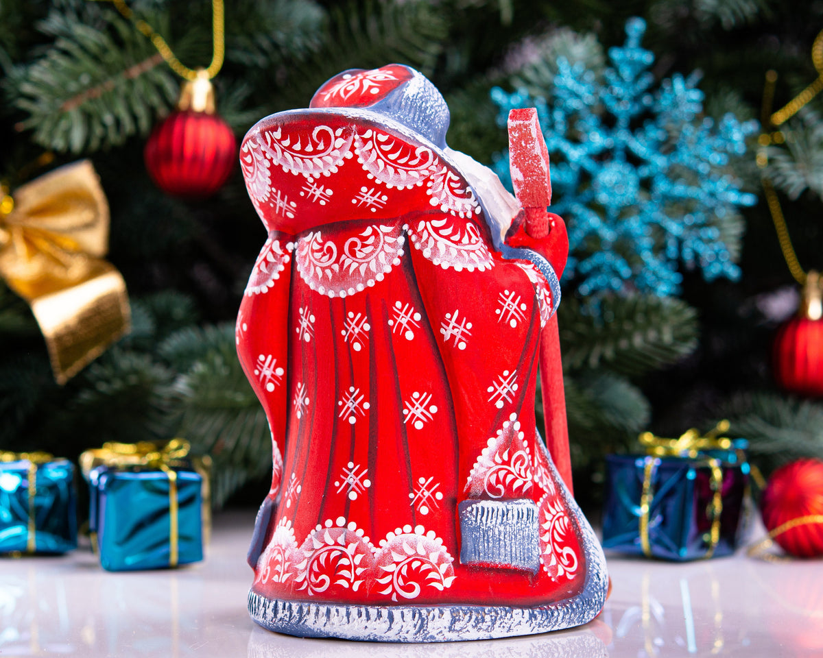 Hand carved Santa wood figurine 5.5 inch, stocking stuffer size, Christmas home decor