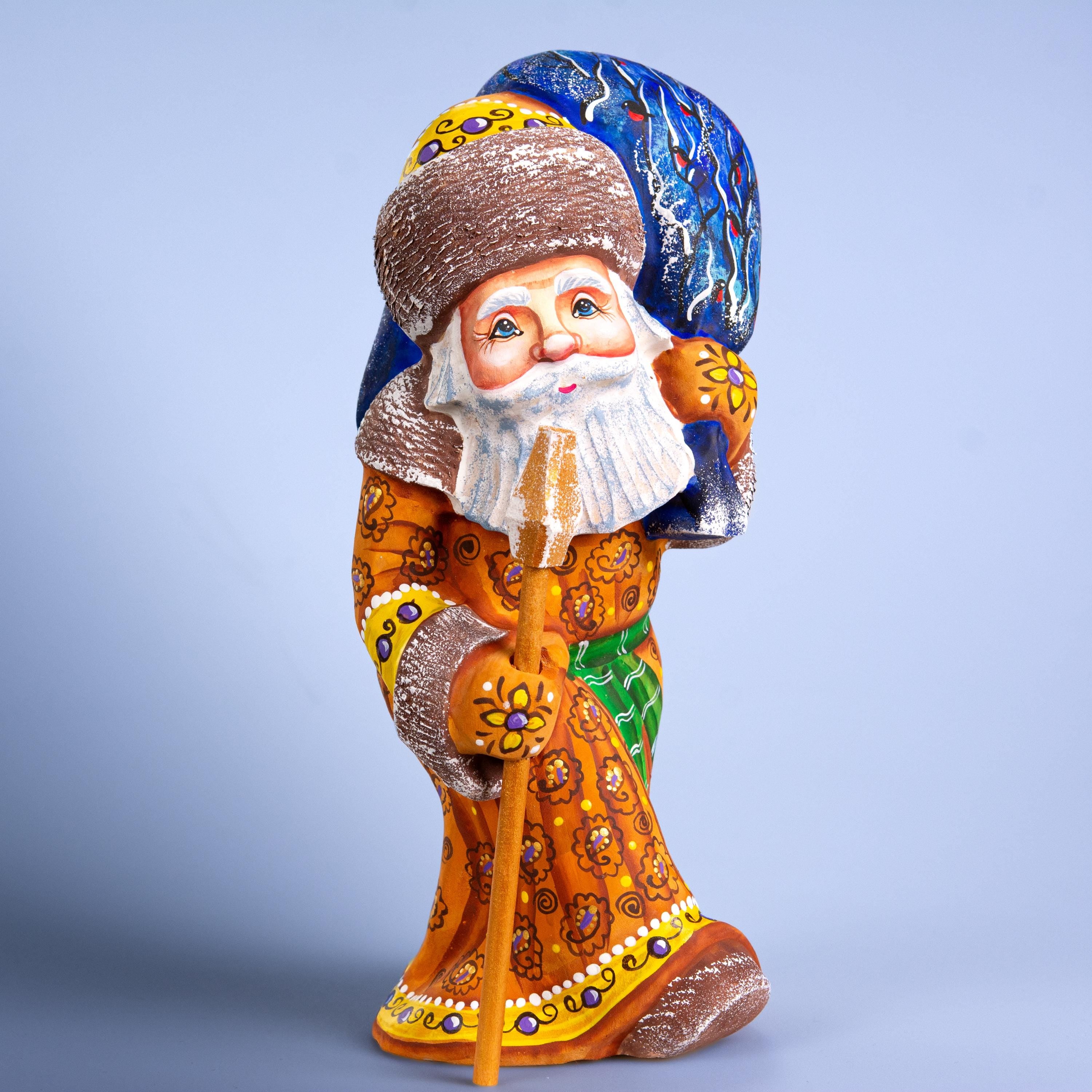 Hand painted wooden Santa 10 inch figurine, collectible Christmas decor