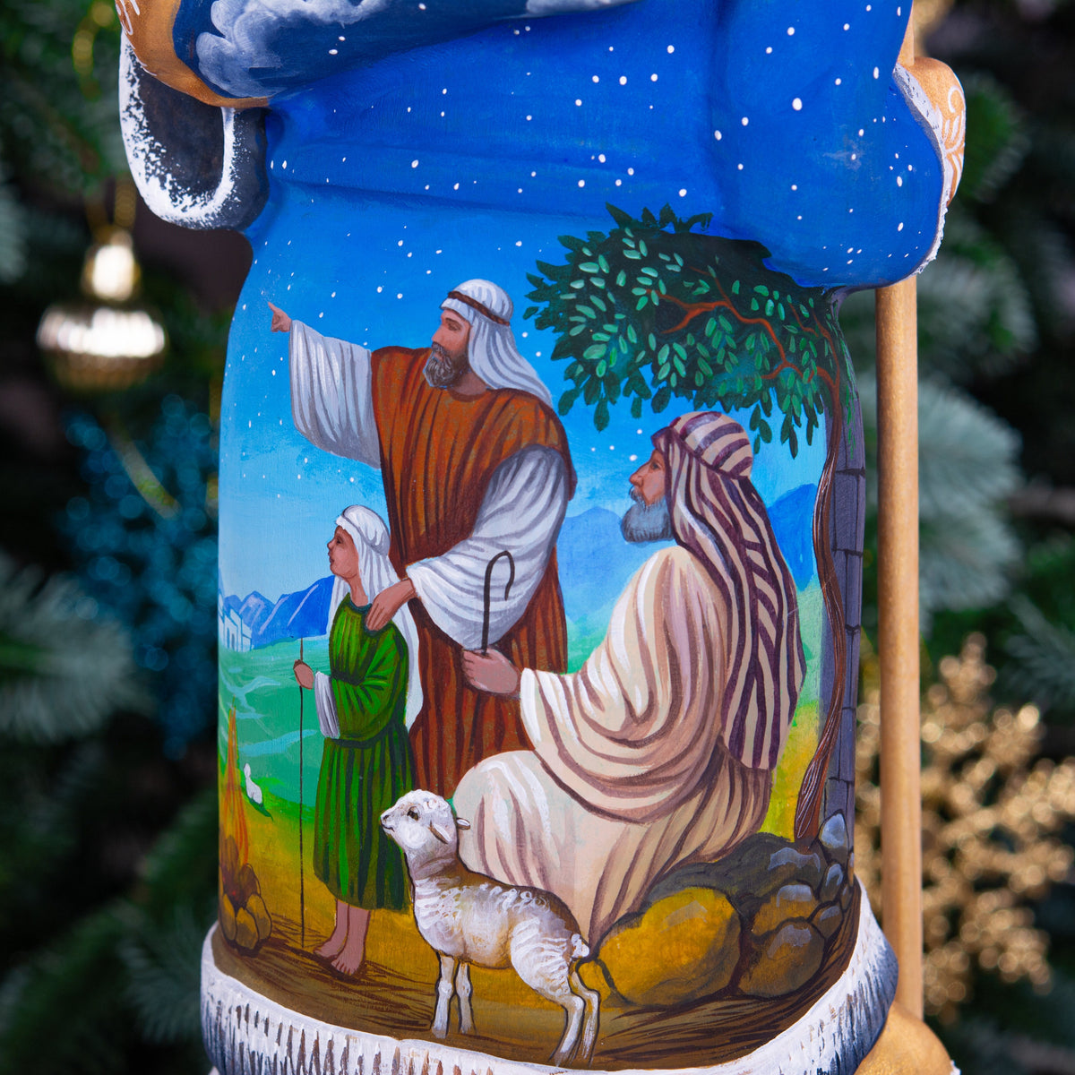 Santa Figurine 12", Holy Night Nativity, Hand Carved Wood