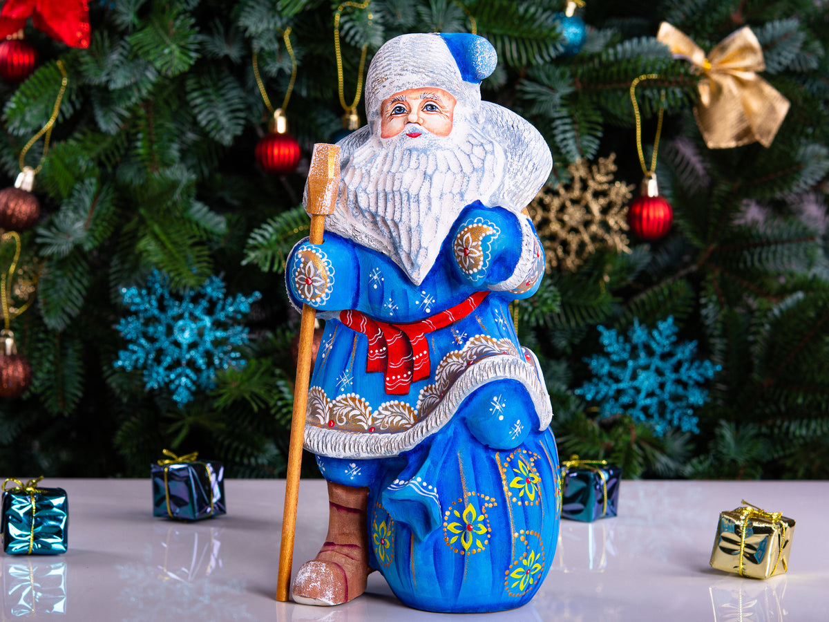 Wooden Santa Claus figurine 9", Vintage Home Christmas Holiday Decor, funny Christmas gift ideas made in Ukraine