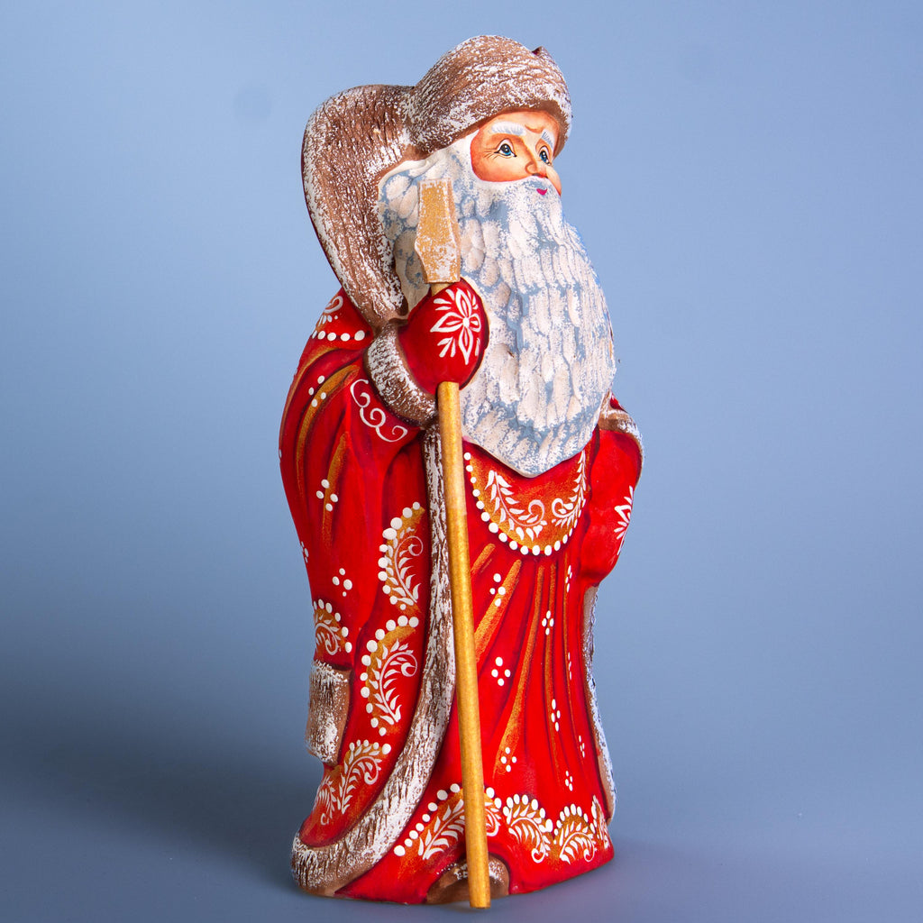 Hand-Carved Wooden Santa Claus Figurine: 9" Christmas Decor