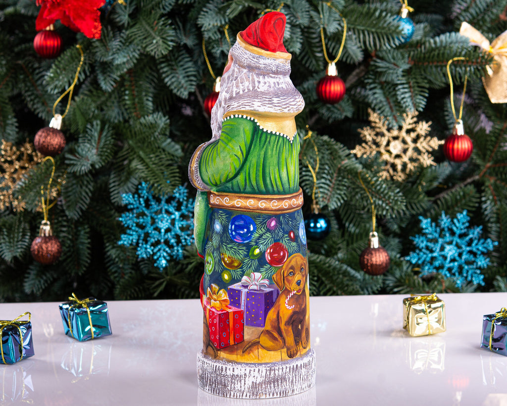 Hand Carved Wooden Santa Claus Figurine: Whimsical Christmas Decor (11 inch)