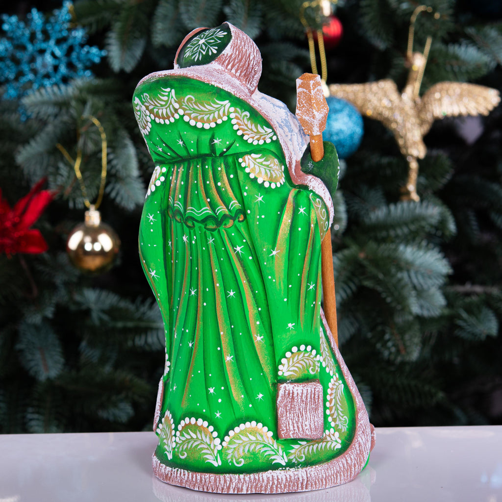 Hand-Carved Wooden Santa Claus Figurine: Holiday Home Decor