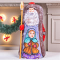 Kris Kringle Santa wood figurine 9.4 inch, cozy cabin Christmas display for mantel & shelf