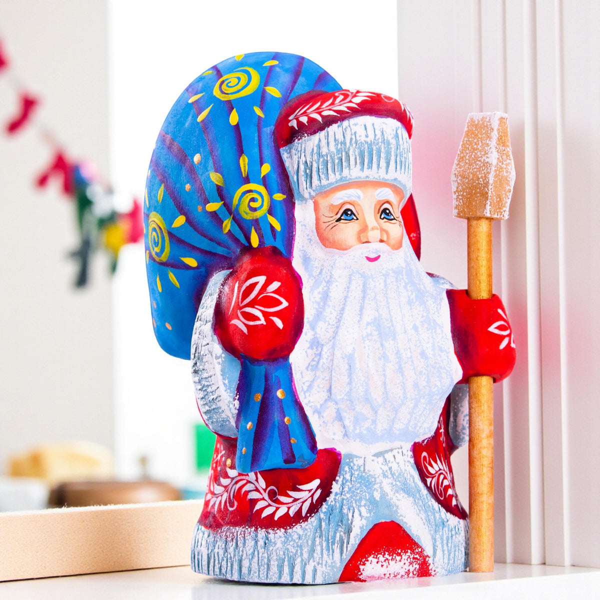 Hand Carved Wooden Santa Figurine: Signed Collectible Christmas Decor