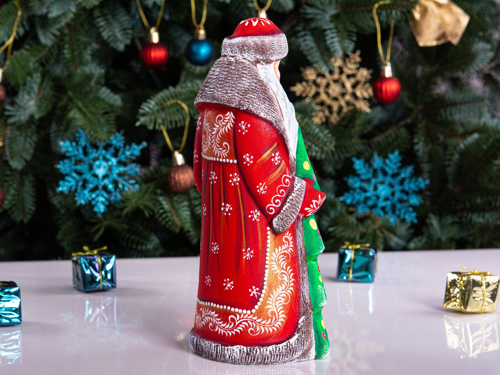 Hand carved Santa wooden figurine 9 inch, Christmas tree accent, shelf decor