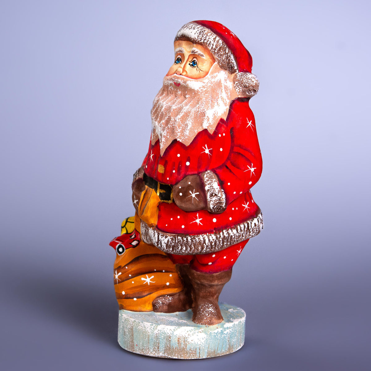 Father Christmas wooden figurine 6.3 inch, festive tabletop centerpiece