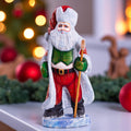 Grand Santa Claus wood statue, red coat mantel centerpiece, 12.2 inch