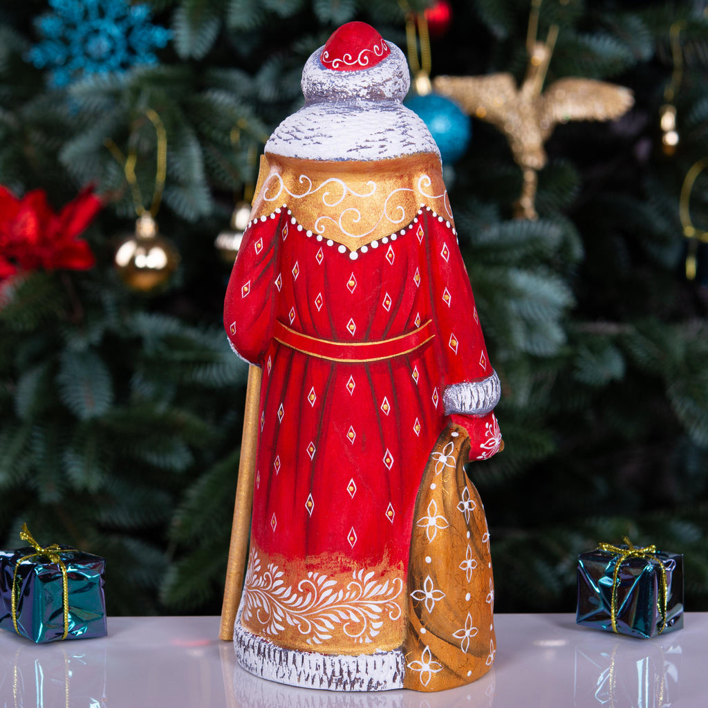 Hand carved Santa wooden figurine 9 inch, Holy Family Nativity