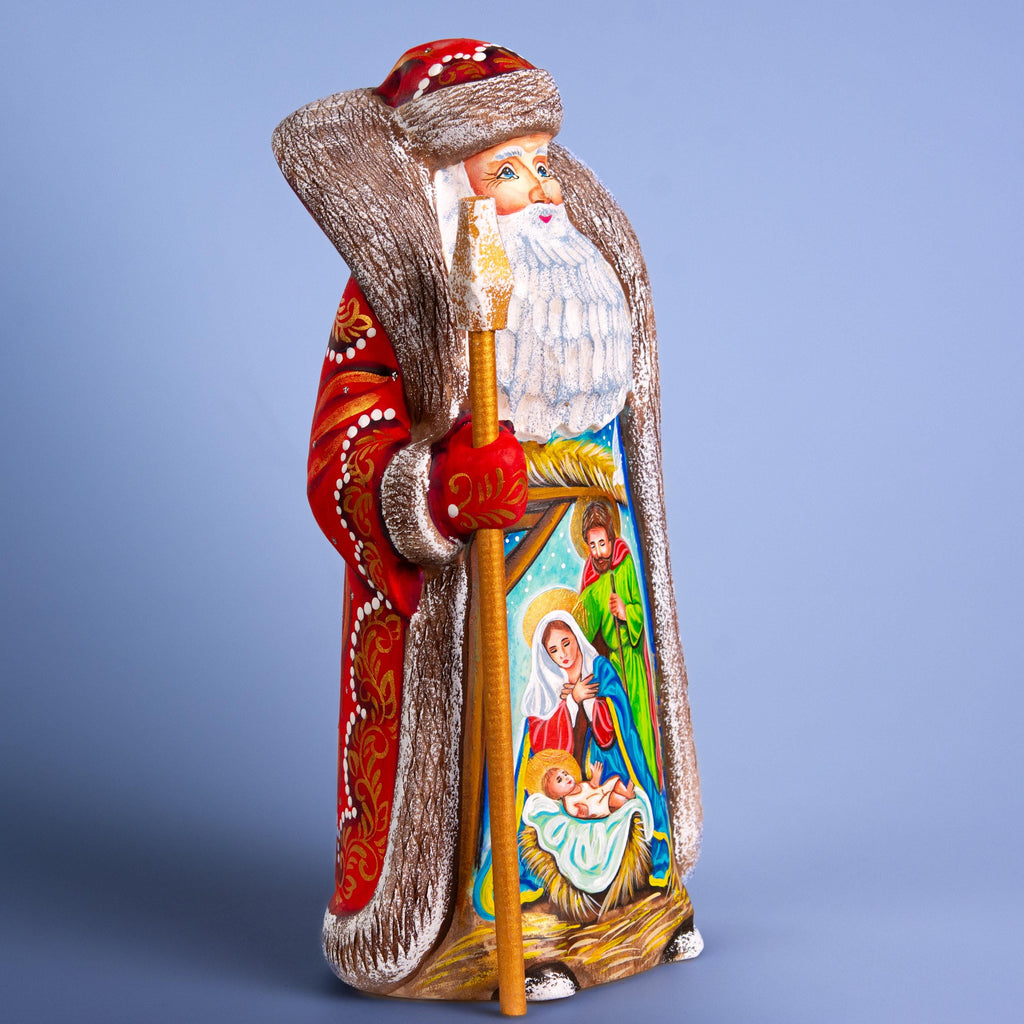 Hand-Painted Wooden Santa Figurine: 9 inch Nativity Scene Christmas Decor