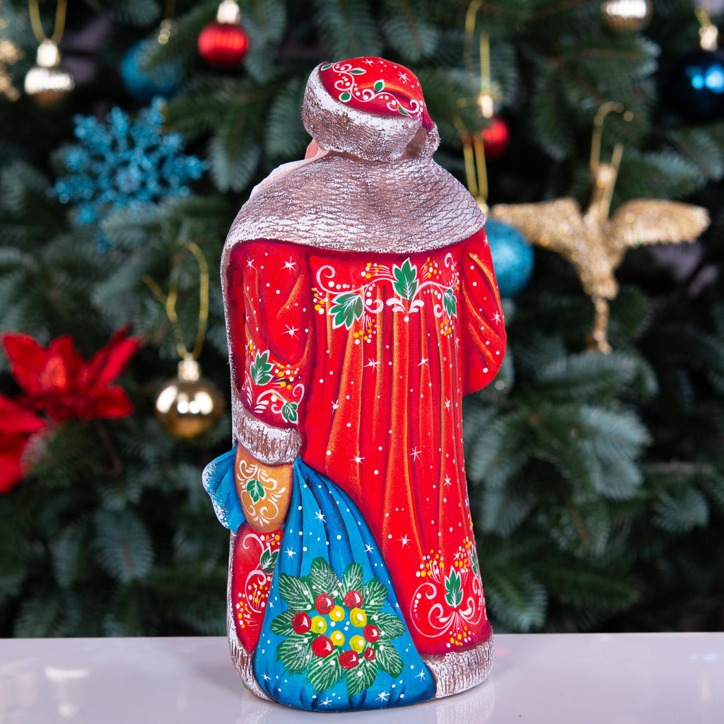 Santa Claus figurine, folk art children with toys, 9.4 inch